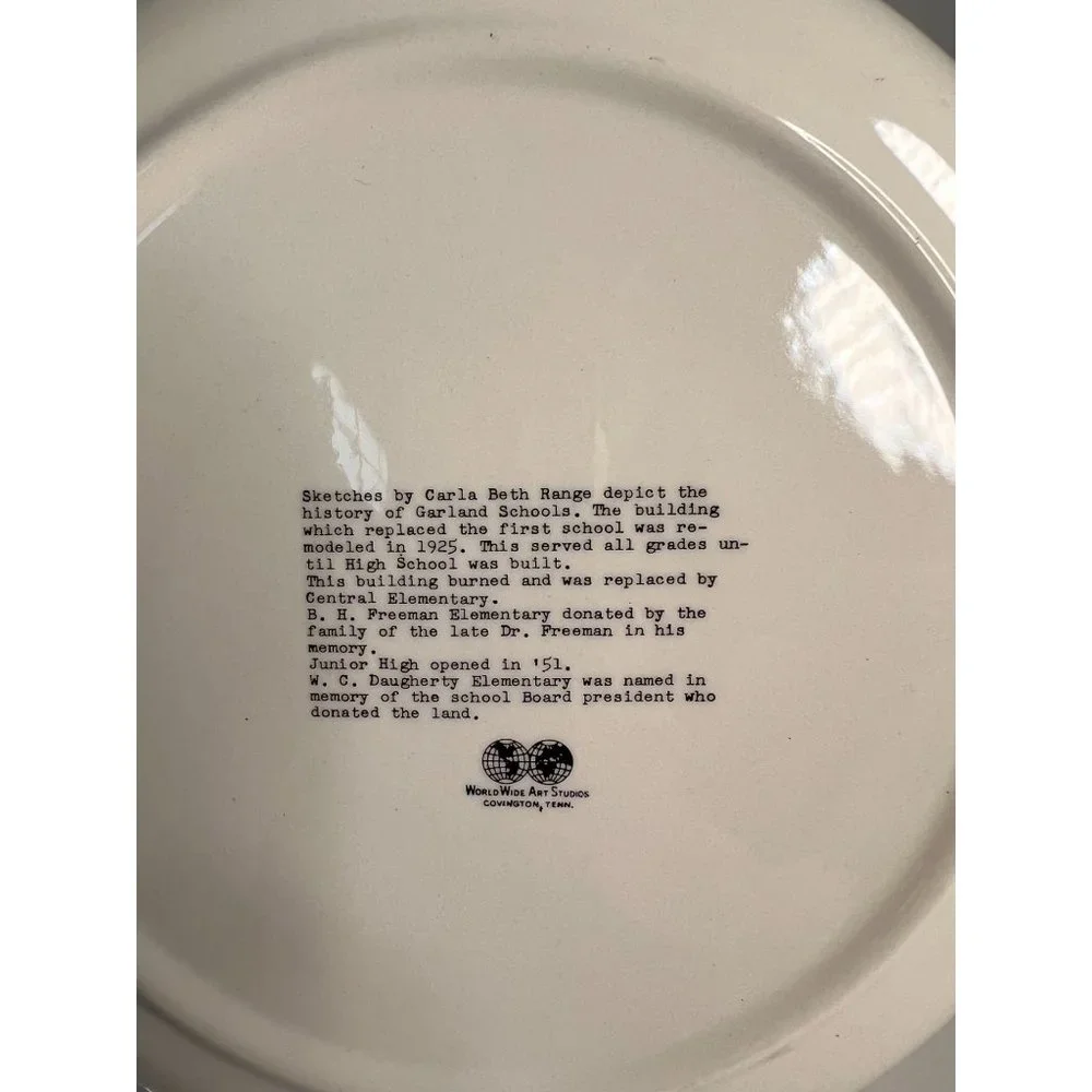 Garland Texas History of Schools Souvenir Plate Gold Edge